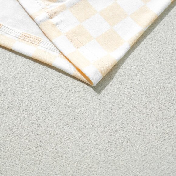 Beige Checkered Print Long Sleeve Top and Pants Lounge Set - Picture 11 of 13